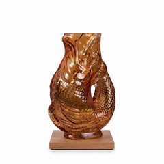 Home Luxe Amber Glass Fish Shaped Flower Vase Home Decor | 30cm
