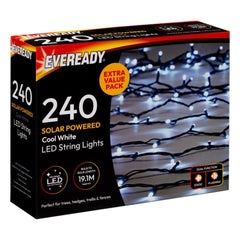 Eveready 240 Cool White LED Solar String Lights - 22m Garden Decor