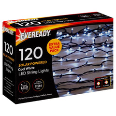 Eveready 120 Cool White LED Solar String Lights - 12.5m Garden Decor