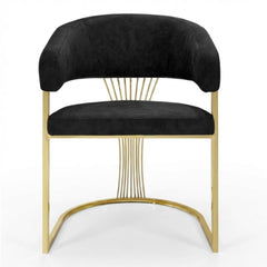Black Porado Leatheraire Dining Chair | Gold Frame Luxury Seating