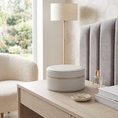 Home Luxe Faux Leather Round Jewellery Box Organiser | Off White
