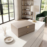 Home Luxe Faux Leather Jewellery Box with Drawer - Beige (25x19x11cm)