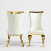 Samara Cream Gold Velvet Dining Chairs - Set of 2 Quilted Back