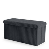 Gaveno Cavailia Charcoal Ribbed Storage Bench - Foldable 2 Seater Box