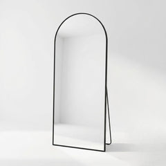 Black Arch Metal Mirror 60x165cm - Modern Bevelled Wall & Floor Mirror