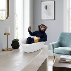 Home Luxe Cheeky Monkey Relax Bath Bathtub Cigar Statue Figure | 16cm