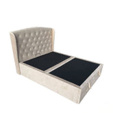 Marlow Cream Velvet Storage Ottoman Bed - Single, Double, King Sizes