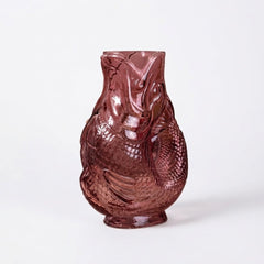 Home Luxe Plum Pink Glass Fish Shaped Flower Vase Home Decor | 30cm