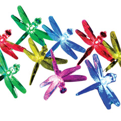Solar Powered 24 LED Dragonfly String Lights - Multicolour Garden