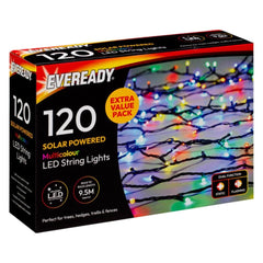 Eveready 120 Multicolour LED Solar String Lights - 12.5m Garden Decor