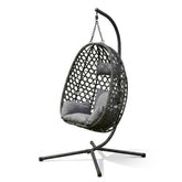 Aura Haus Charcoal Hanging Nest Egg Chair Garden Swing Stand Cushions