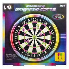 LED Championship Magnetic Dartboard Set with 6 Darts - Light Up Fun