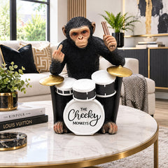 Home Luxe Cheeky Monkey Drum Kit Middle Finger Gesture Statue | 20cm