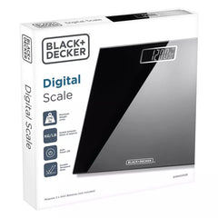 Black + Decker Digital Bathroom Scale - 170kg Capacity, Black Glass