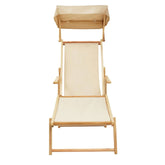 Beauport Cream Wooden Garden Lounger Chair with Sun Canopy