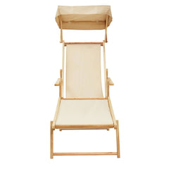 Beauport Cream Wooden Garden Lounger Chair with Sun Canopy