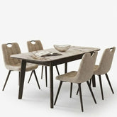 Arizona Extending Cream & Gold Ceramic Table & 4 Monza Beige Chairs