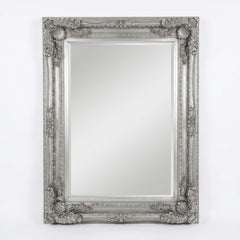 Vintage Wall Mirror 90cm x 120cm Silver Ornate Antique Style Frame