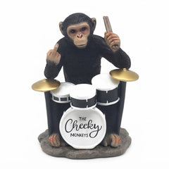 Home Luxe Cheeky Monkey Drum Kit Middle Finger Gesture Statue | 20cm
