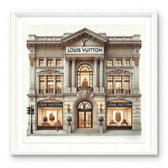 LV Store White Step Frame Wall Art 70x70cm Luxury Home Decor Statement