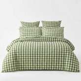Gaveno Cavailia Green Gingham Double Duvet Cover Microfibre Bed Set