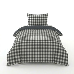 Gaveno Cavailia Charcoal Gingham Single Duvet Cover Bedding Set