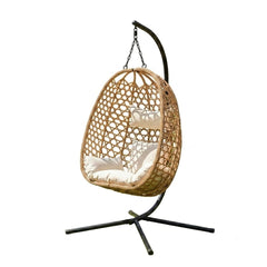 Aura Haus Natural Hanging Nest Egg Chair Garden Swing Stand Cushions