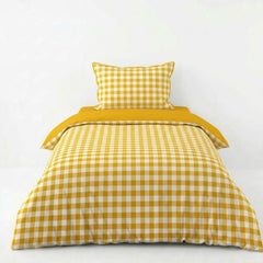 Gaveno Cavailia Ochre Gingham Single Duvet Cover Microfibre Bed Set