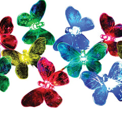 Solar Powered 24 LED Butterfly String Lights - Multicolour Garden