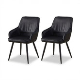 Set of 2 Palermo Black PU Leather Dining Chairs with Black Metal Legs