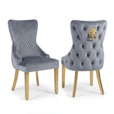 Set of 2 Grey Victoria Dining Chairs Gold Leg | Home Luxe Interior