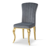 Armenia Dark Grey Velvet Dining Chairs - Set of 2 with Gold Legs