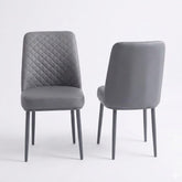 Set of 4 Oxford Grey PU Leather Dining Chairs with Slim Metal Legs