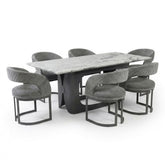 Lina 180cm Grey Marble Dining Table & 6 Grey Lina Chairs Set