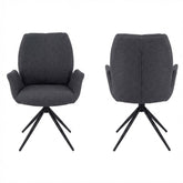 Set of 2 Grey Fairmont 360 Swivel Dining Chairs | Modern Fabric