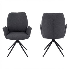 Set of 2 Grey Fairmont 360 Swivel Dining Chairs | Modern Fabric