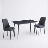Set of 2 Oxford Black PU Leather Dining Chairs with Slim Metal Legs