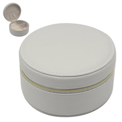 Home Luxe Faux Leather Round Jewellery Box Organiser | Off White