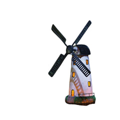 Solar Powered Light & Motion Windmill - White Coastal Garden Decor