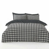 Gaveno Cavailia Charcoal Gingham King Duvet Cover Microfibre Bed Set