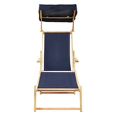 Beauport Blue Wooden Garden Lounger Chair with Sun Canopy
