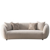 Milano 3-Seater Cream Bouclé Sofa - Modern Curved Design with Pillows