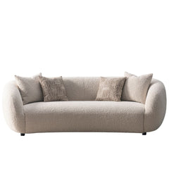 Milano 3-Seater Cream Bouclé Sofa - Modern Curved Design with Pillows