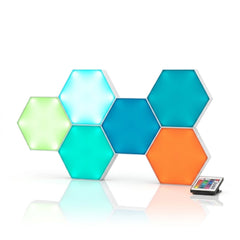 Aura LED Touch Hexagon Lights 6 Pack Modular RGB Wall Tiles Remote