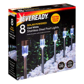 Eveready 8pk White Solar LED Post Lights - Outdoor Garden Path Decor