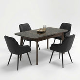 Arizona Extending Black Gold Ceramic Table & 4 Palermo Black Chairs