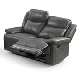 Casper Grey Leather 2 Seater Manual Recliner Sofa Comfort Seat