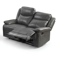 Casper Grey Leather 2 Seater Manual Recliner Sofa Comfort Seat
