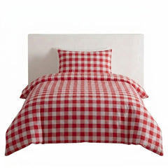 Gaveno Cavailia Red Gingham Single Duvet Cover Microfibre Bed Set
