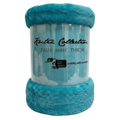 Kutex Teal Faux Mink Throw - 200x240cm Extra Large Soft Warm Blanket